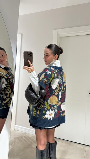 Embroidered Navy Vest