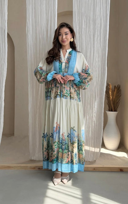 Floral Blue Shaded Dress