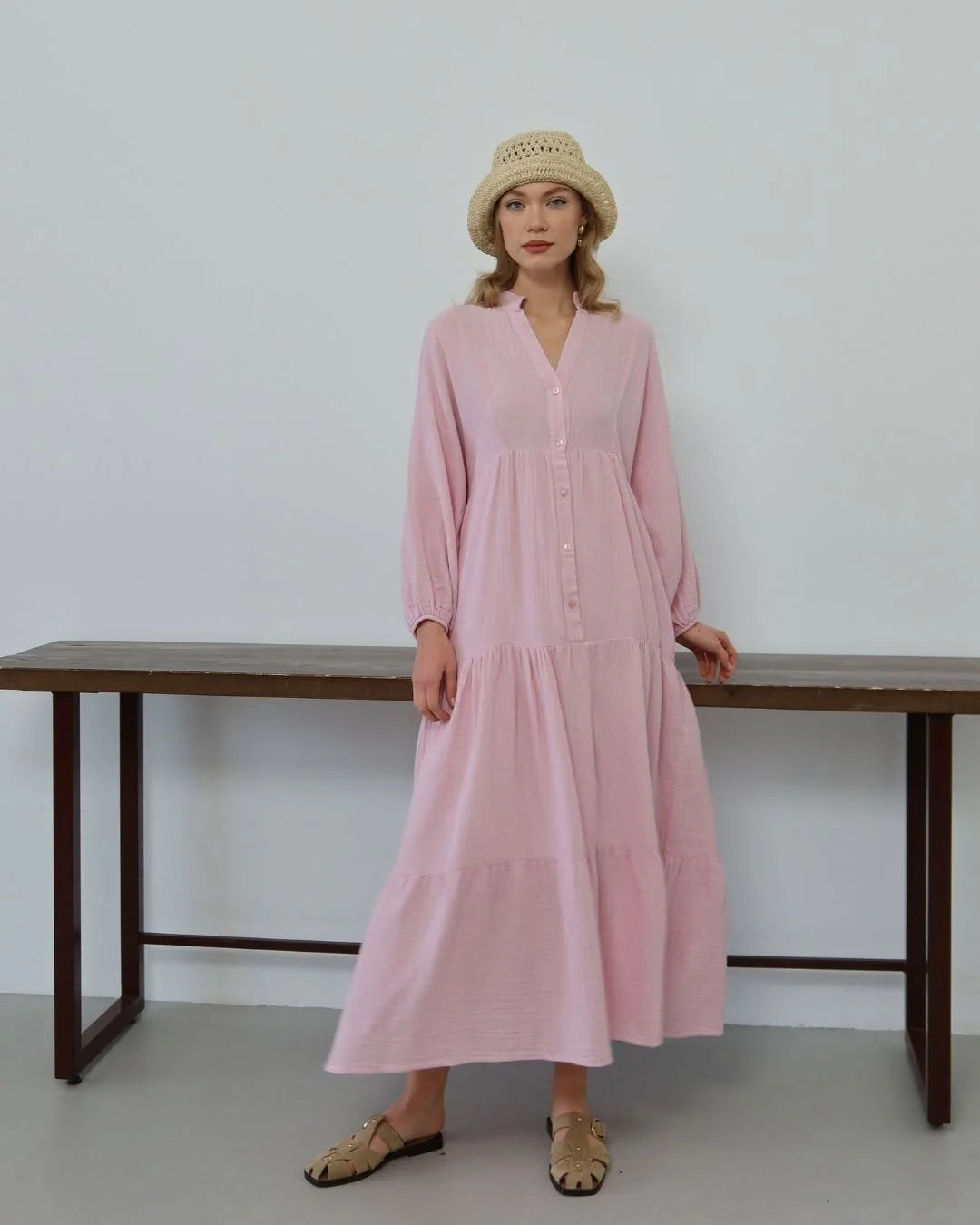 Pink Plain Dress