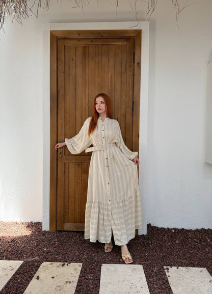 Neutral Belted Dress