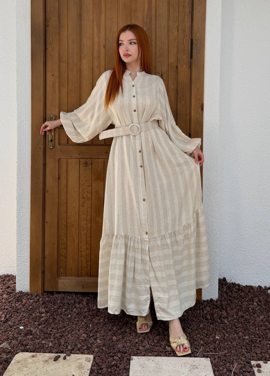 Neutral Belted Dress