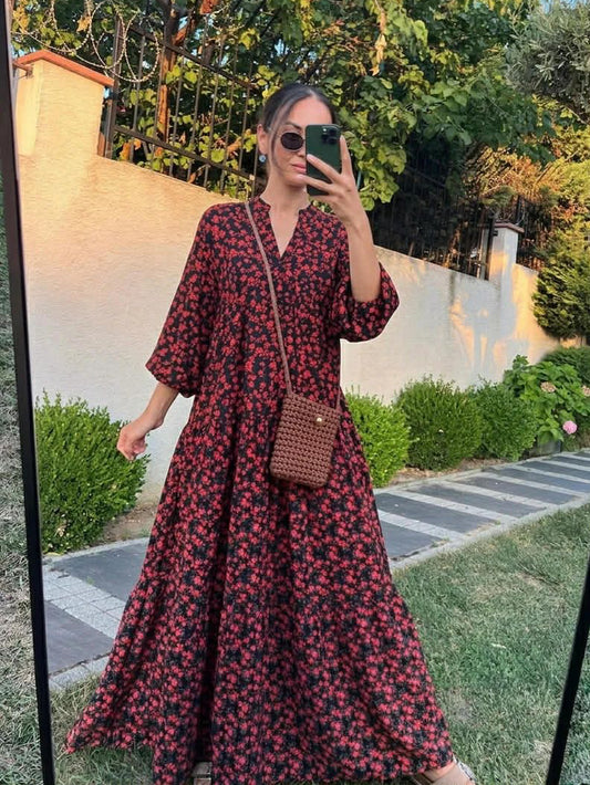 Black Floral Print Dress