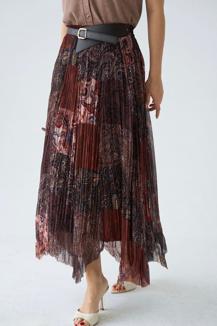 Reddish Brown Boho Skirt (with Belt)
