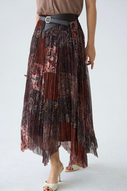 Reddish Brown Boho Skirt (with Belt)