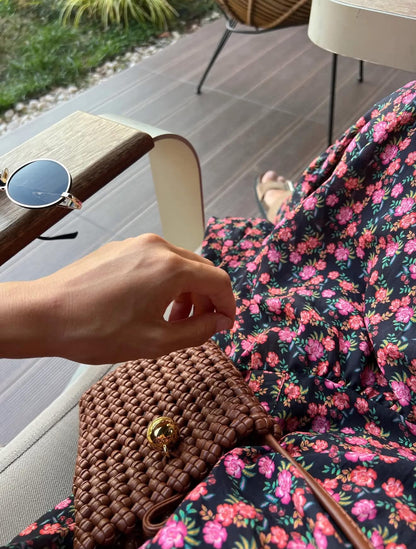 Black Floral Print Dress