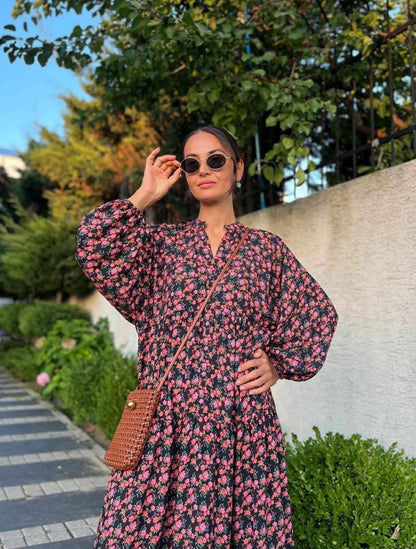 Black Floral Print Dress