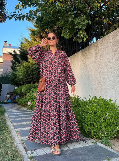 Black Floral Print Dress
