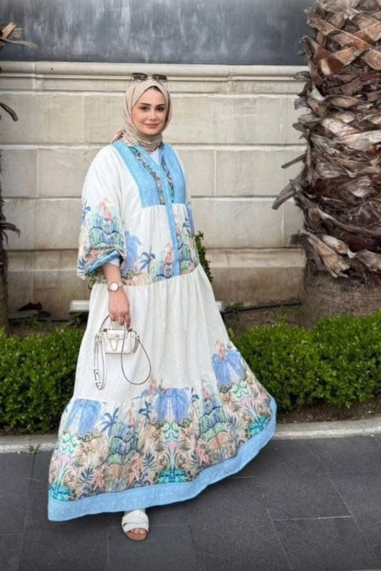 Floral Blue Shaded Dress