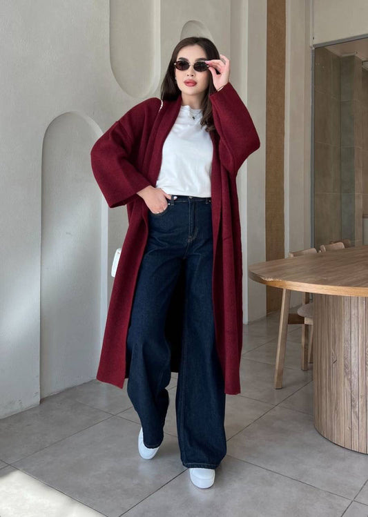 Burgundy Long Cardigan