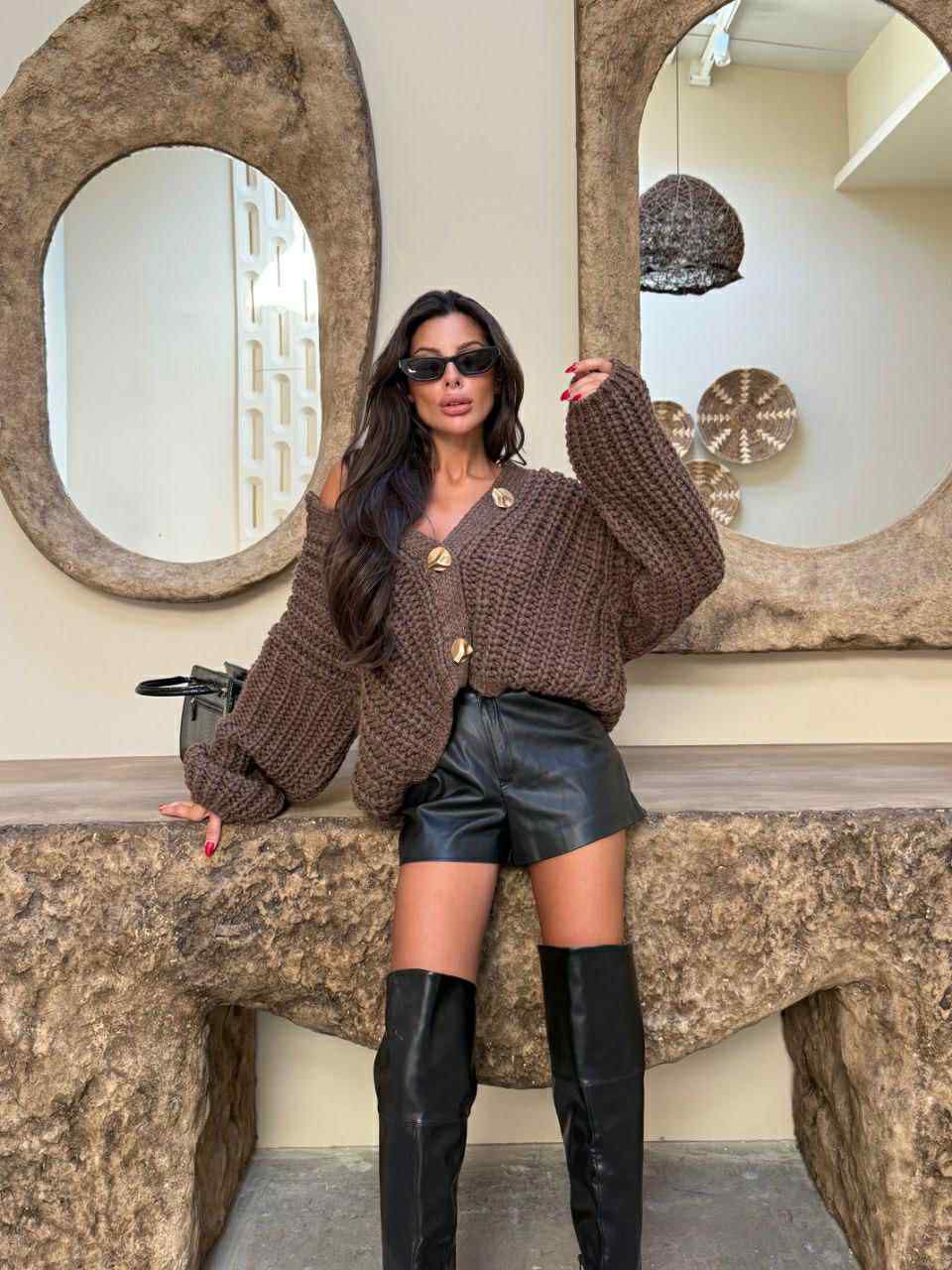 Brown Chunks Cardigan