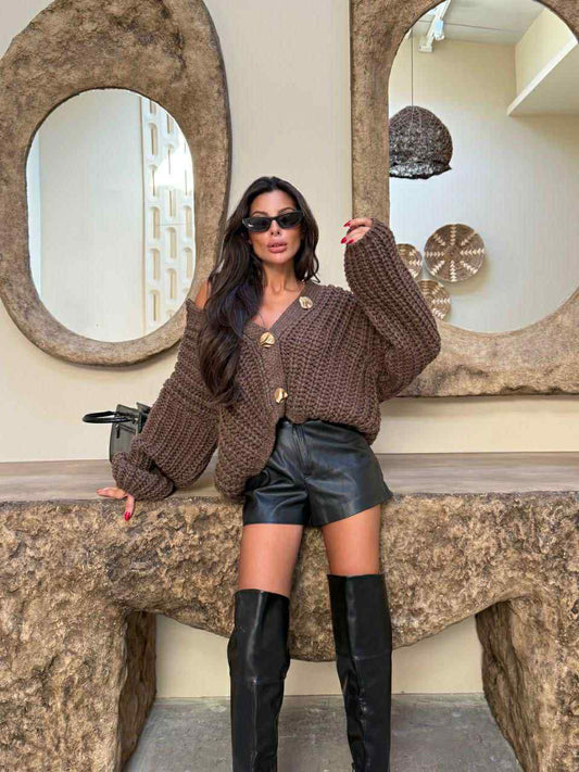 Brown Chunks Cardigan
