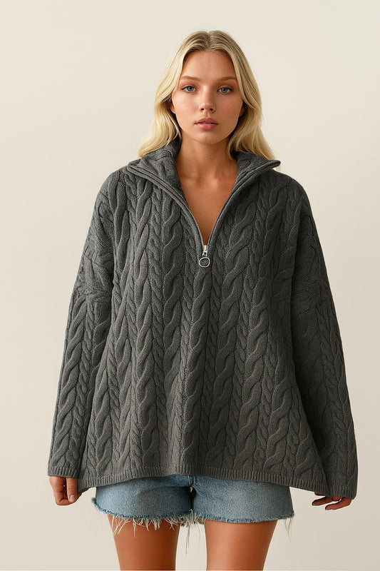 Grey Zipper Sweater