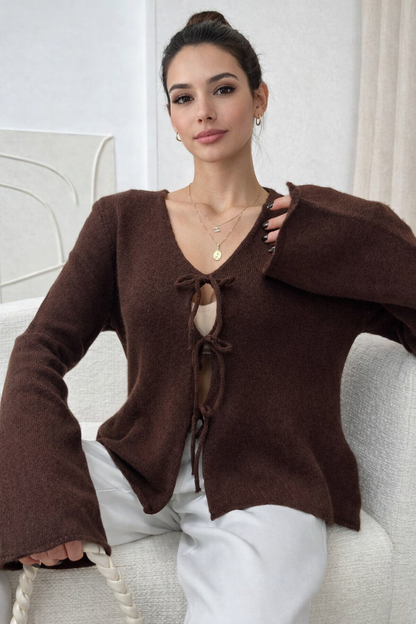 Brown Tie Cardigan