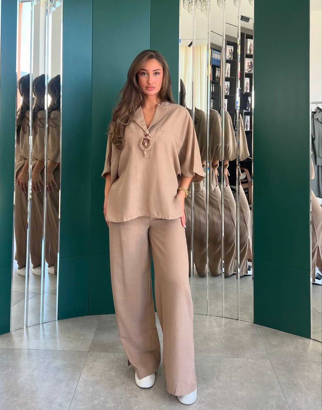 Cotton Slit Set - Khaki