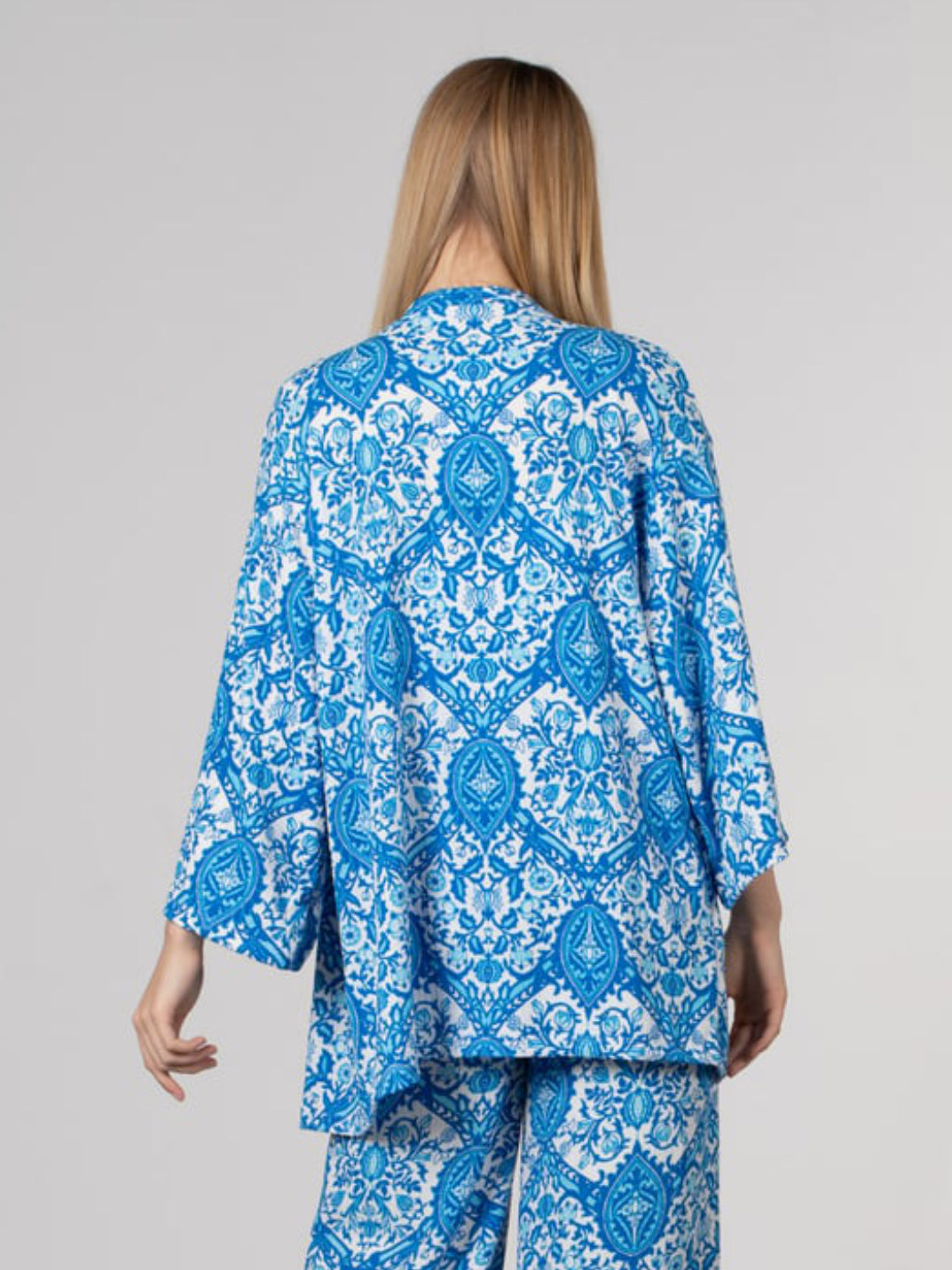Blue x White Printed Kimono