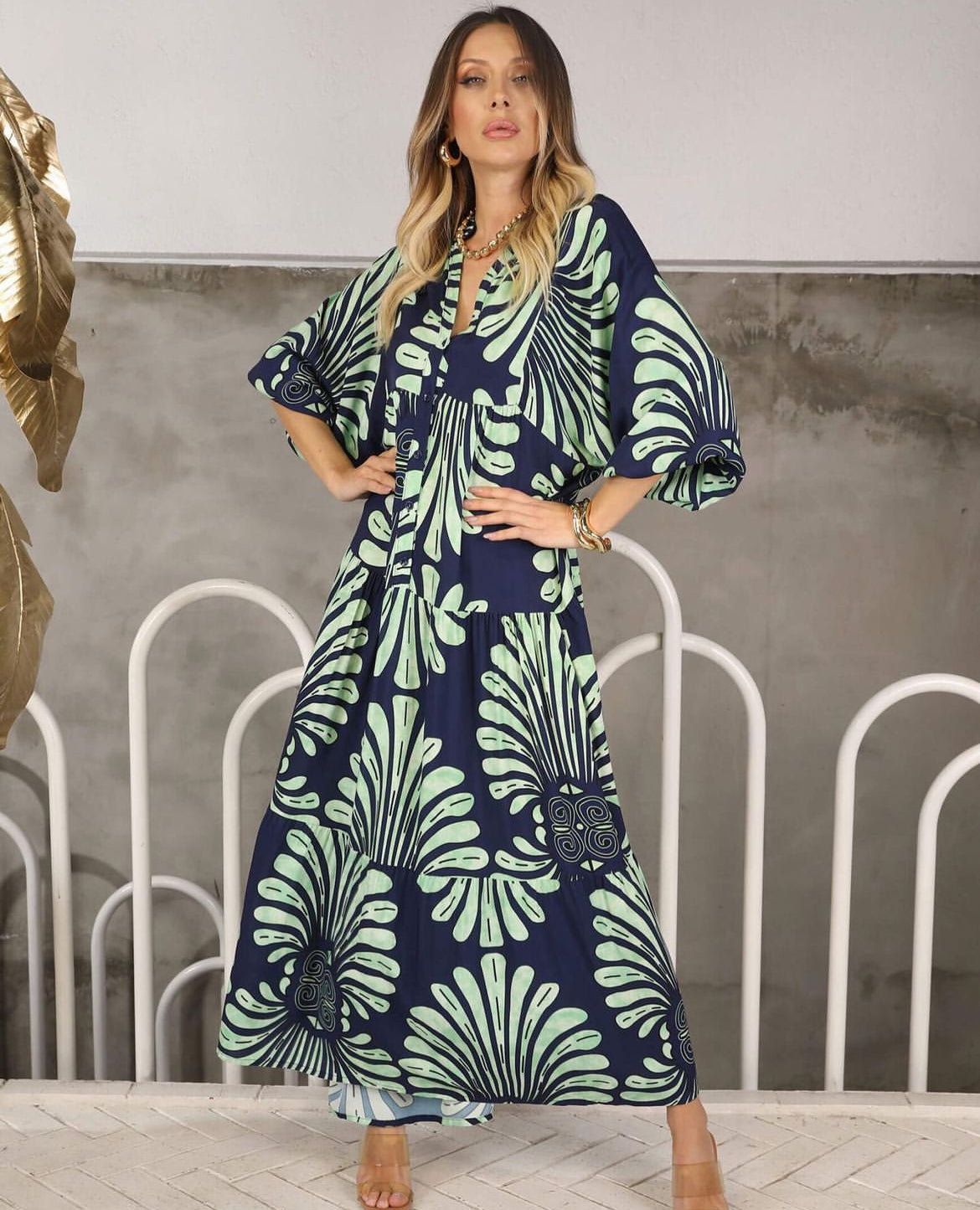 Navy Printed Dress