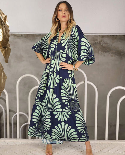 Navy Printed Dress