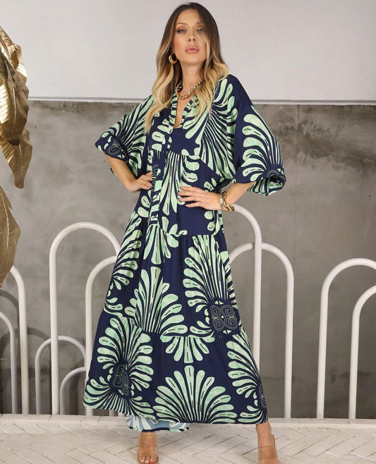 Navy Printed Dress