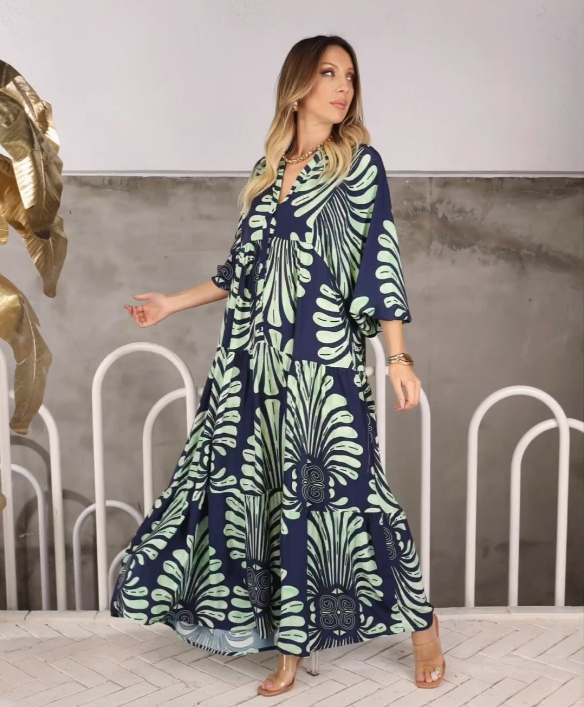 Navy Printed Dress