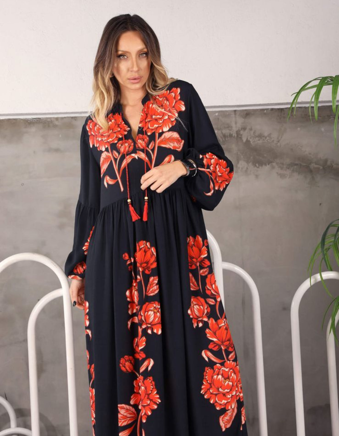 Black Dress With Floral Details