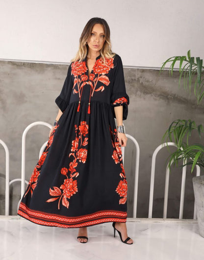 Black Dress With Floral Details