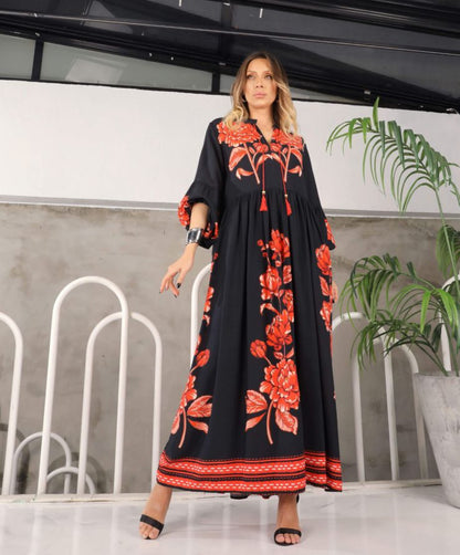 Black Dress With Floral Details