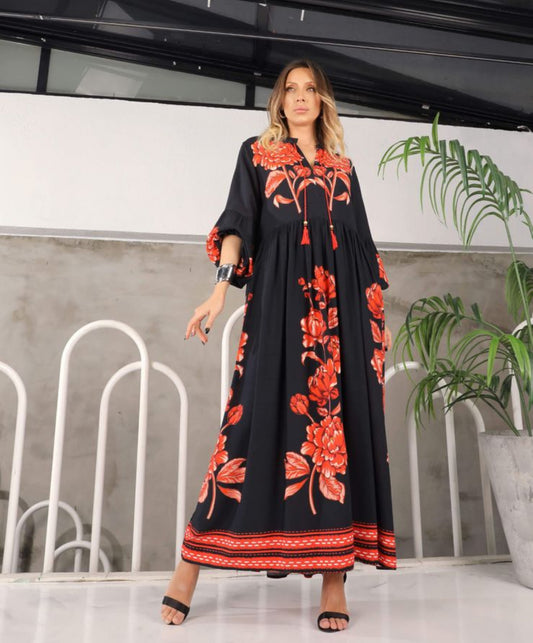 Black Dress With Floral Details