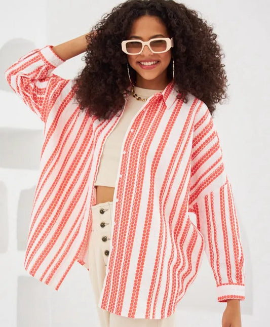 White x Red Buttoned Shirt