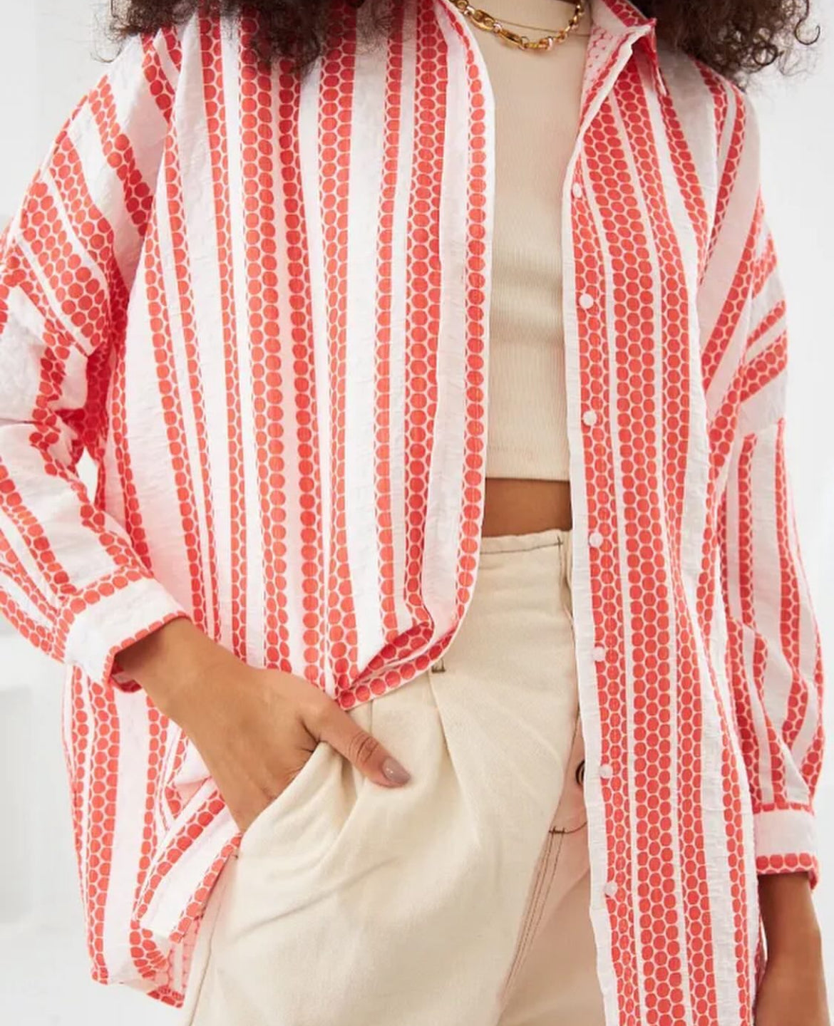 White x Red Buttoned Shirt