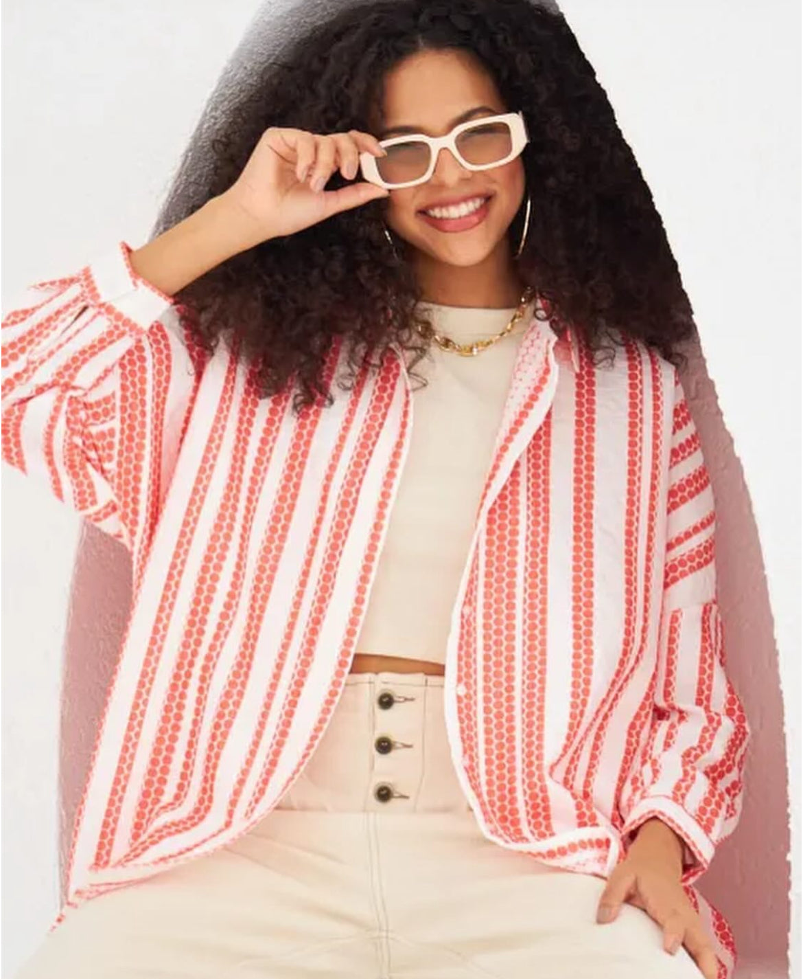 White x Red Buttoned Shirt