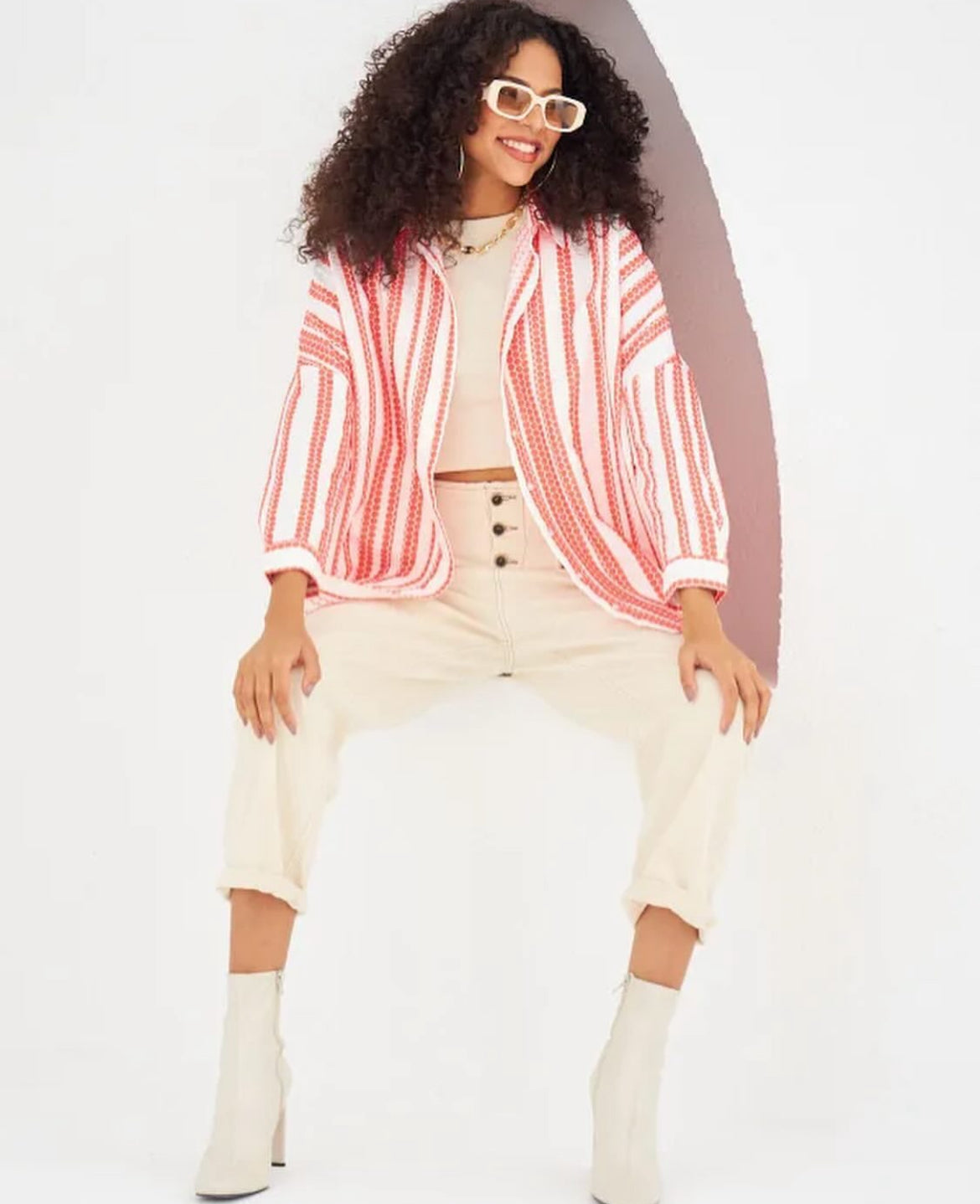 White x Red Buttoned Shirt
