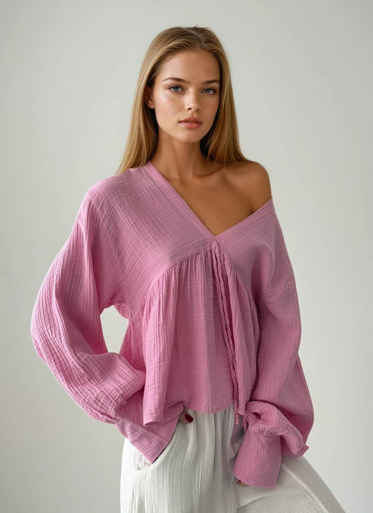 Crinkle Blouse - Pink