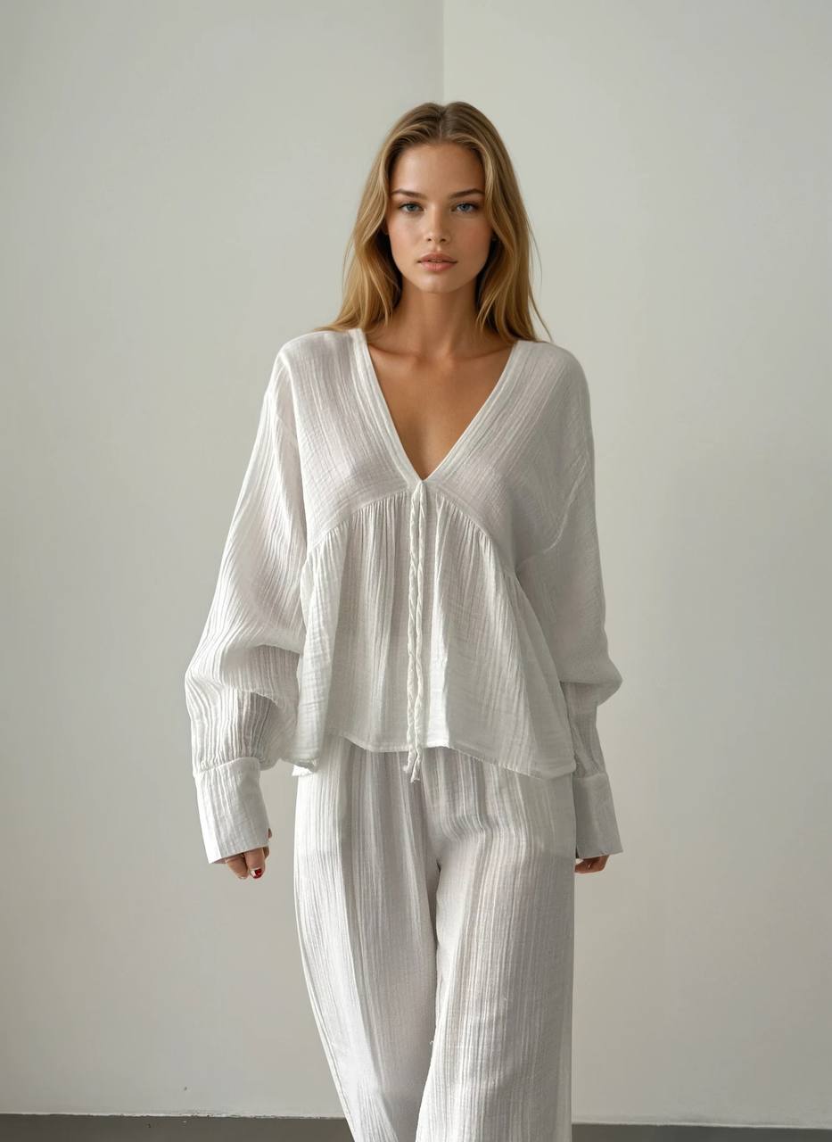 Crinkle Blouse - White