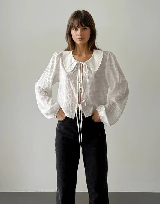 Bohemian Tie Blouse - white