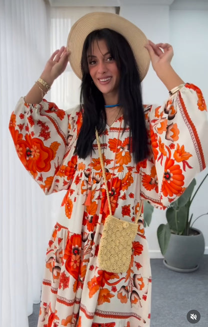 Orange Floral Dress