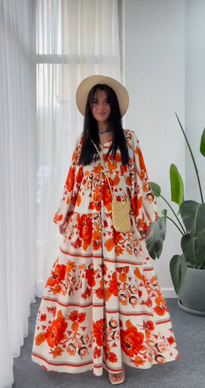 Orange Floral Dress