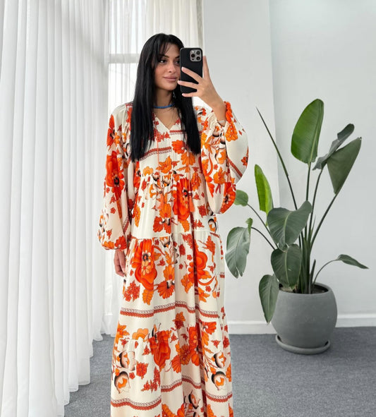 Orange Floral Dress