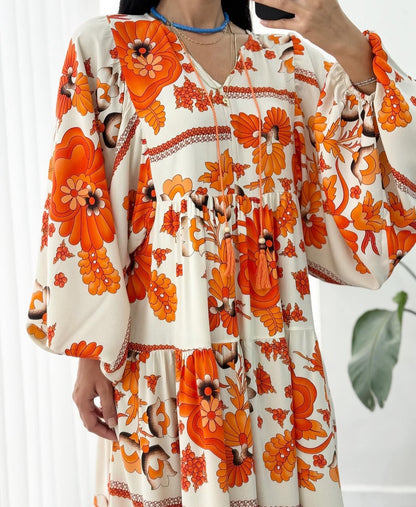 Orange Floral Dress