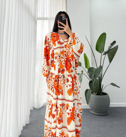 Orange Floral Dress