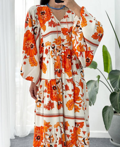Orange Floral Dress