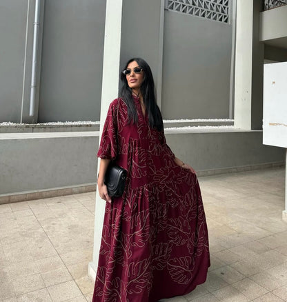 Burgundy x Gold Dress (Pre-Order 10 Days)
