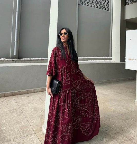 Burgundy x Gold Dress (Pre-Order 10 Days)