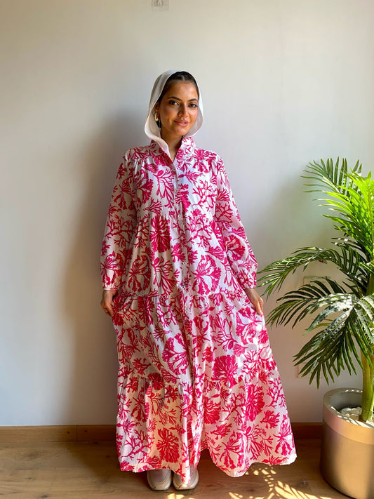 Pink x White Buttoned Dress