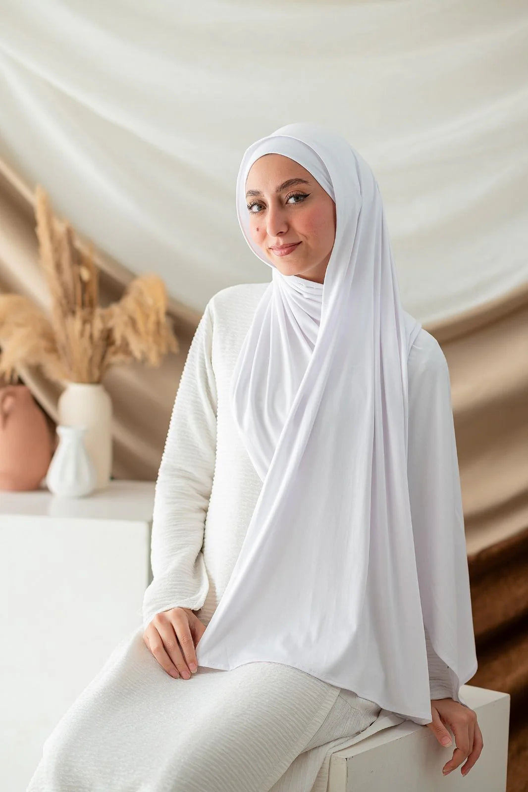 White Cotton Lycra Scarf