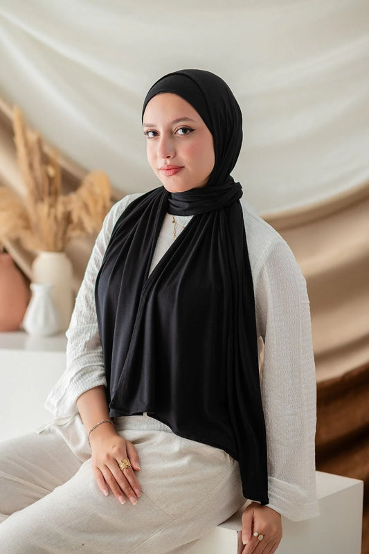 Black Cotton Lycra Scarf