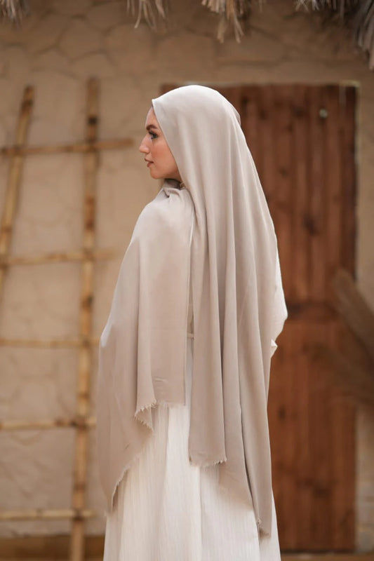 Beige Sponge Cotton Scarf