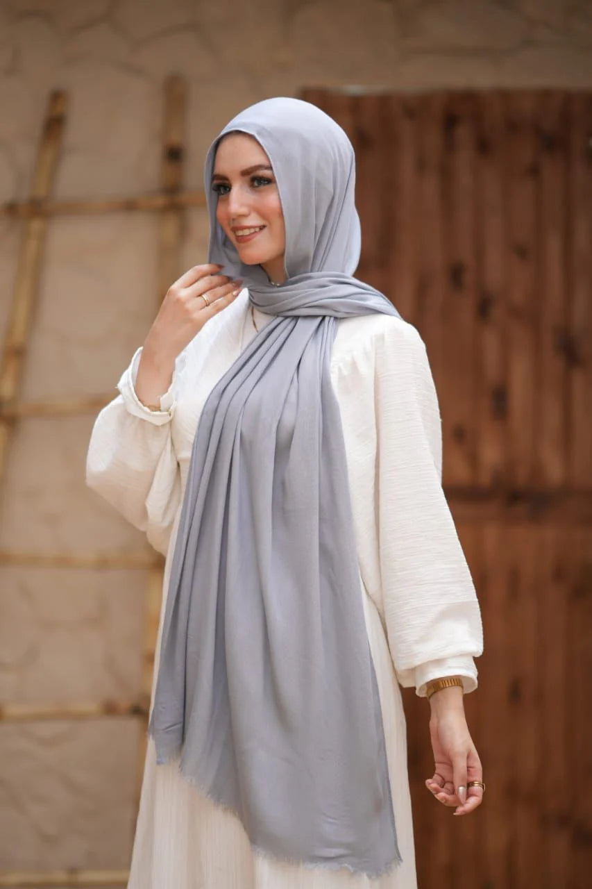 Soft Grey Sponge Cotton Scarf