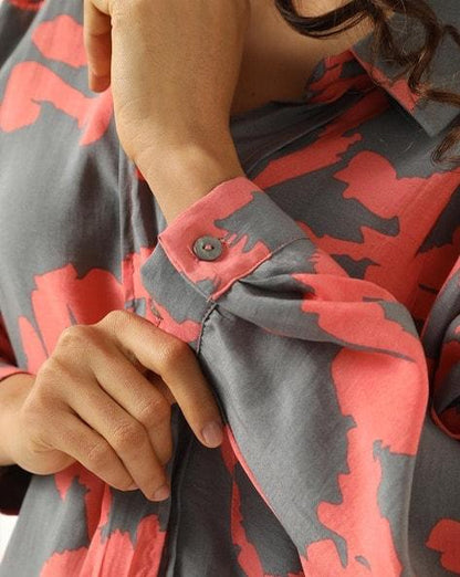 Grey x Red Buttoned Shirt