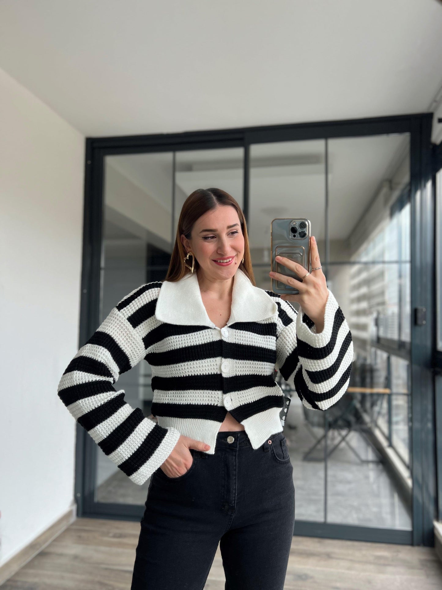 Shawl Collar Knitted Cardigan - WHITE