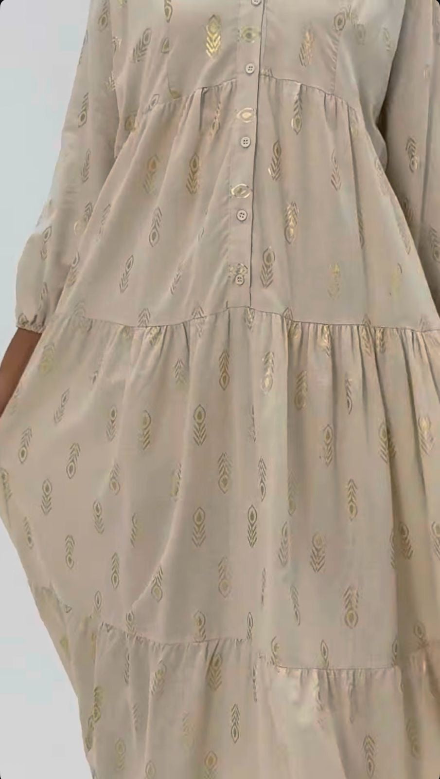 Beige Dress with Gold Details